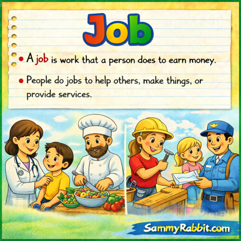 Job: definition for kids from Sammy Rabbit’s kid-friendly money dictionary