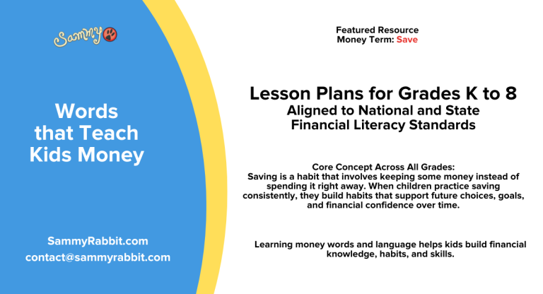 Standards-Aligned Financial Literacy Lesson Plan (Grades K–8): Money Word — Save