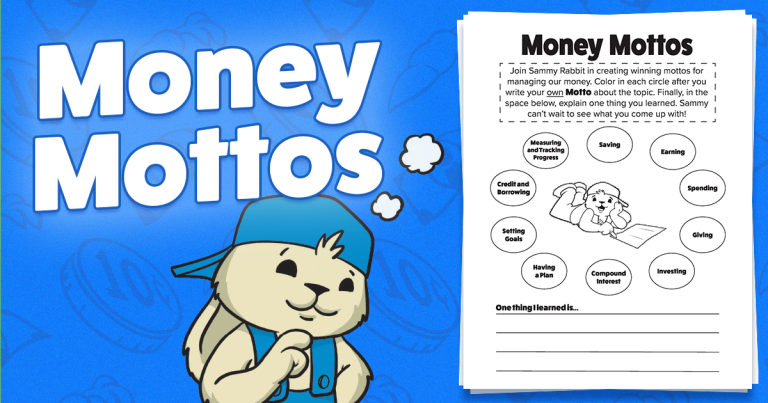 Sammy Rabbit Money Mottos and Slogans Teach Kids About Money